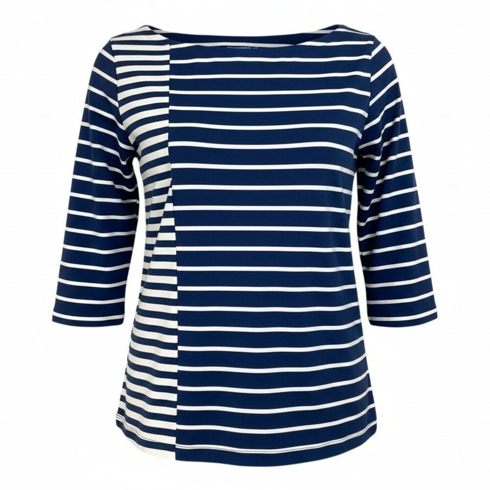 J. McLaughlin Women's Size XS Catalina Cloth Blue White Stripe Stretch Top
